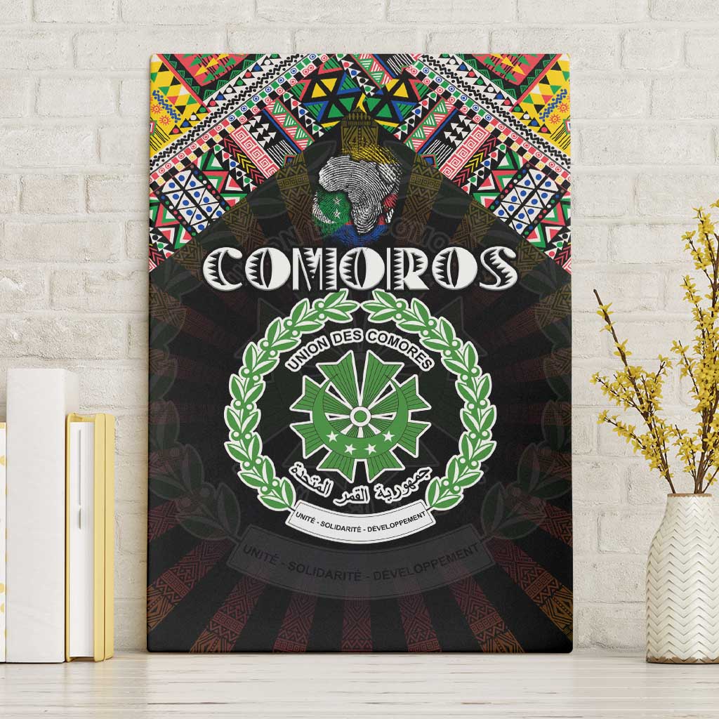 Comoros Roots Canvas Wall Art African Pride in Fingerprint and Tribal Colors