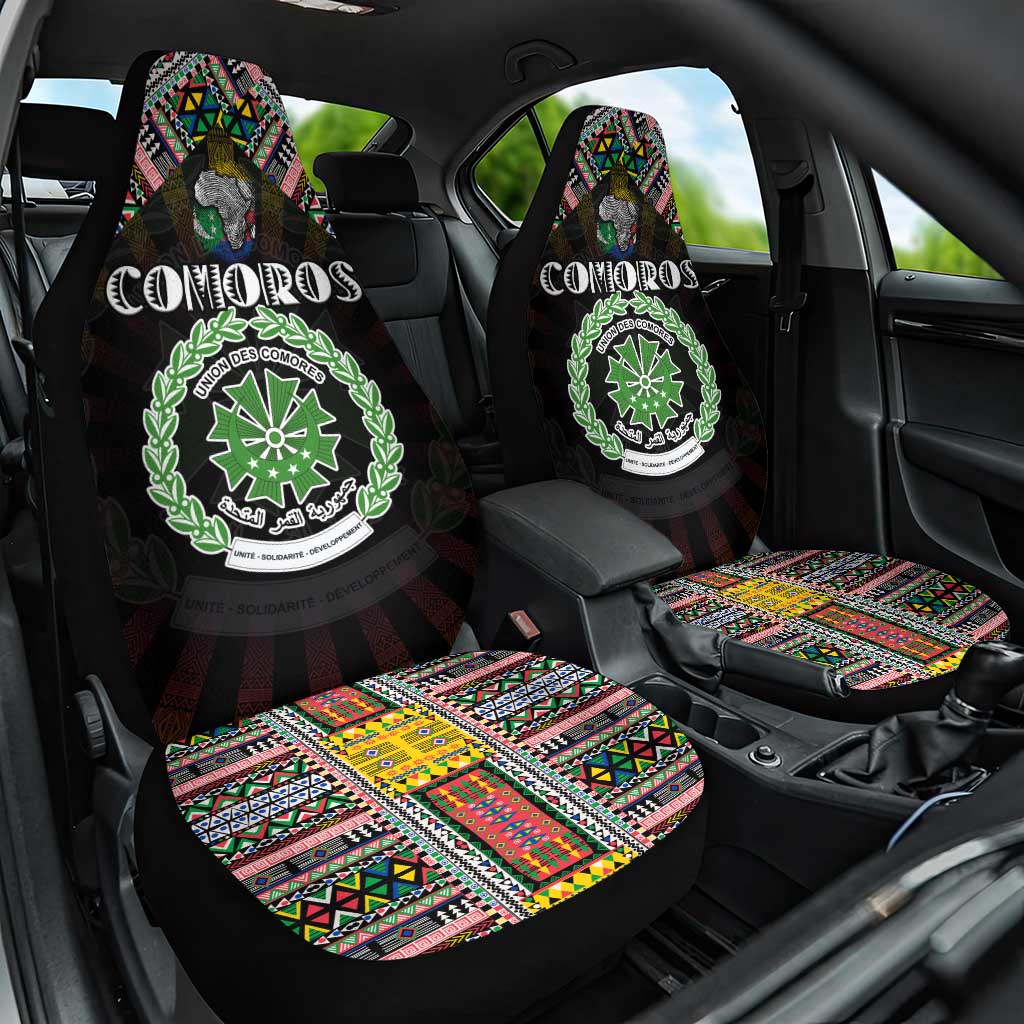 Comoros Roots Car Seat Cover African Pride in Fingerprint and Tribal Colors