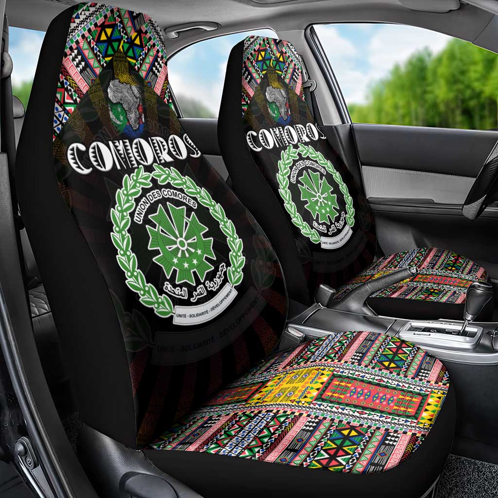 Comoros Roots Car Seat Cover African Pride in Fingerprint and Tribal Colors