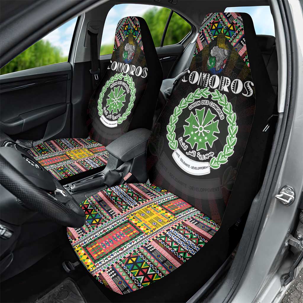 Comoros Roots Car Seat Cover African Pride in Fingerprint and Tribal Colors