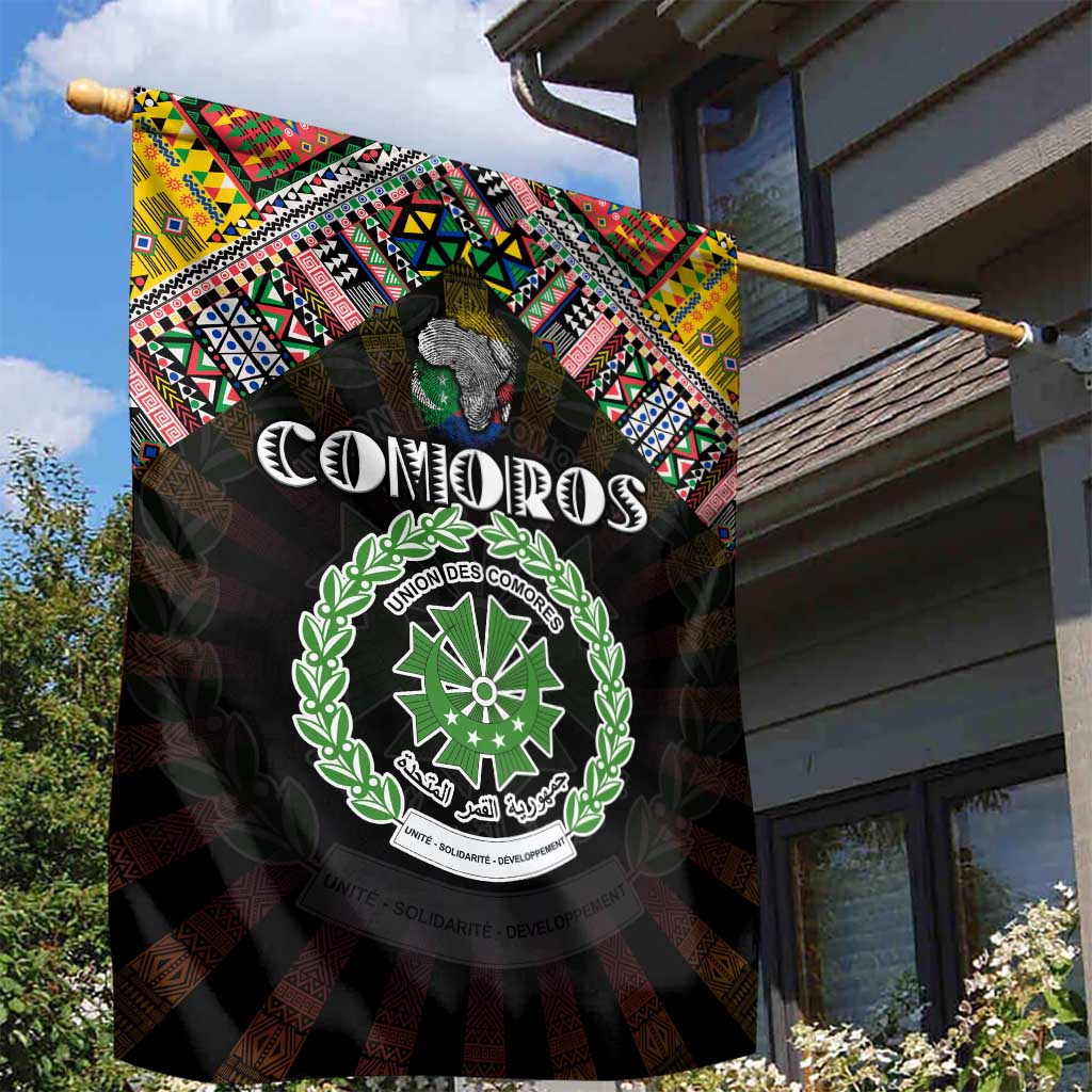 Comoros Roots Garden Flag African Pride in Fingerprint and Tribal Colors