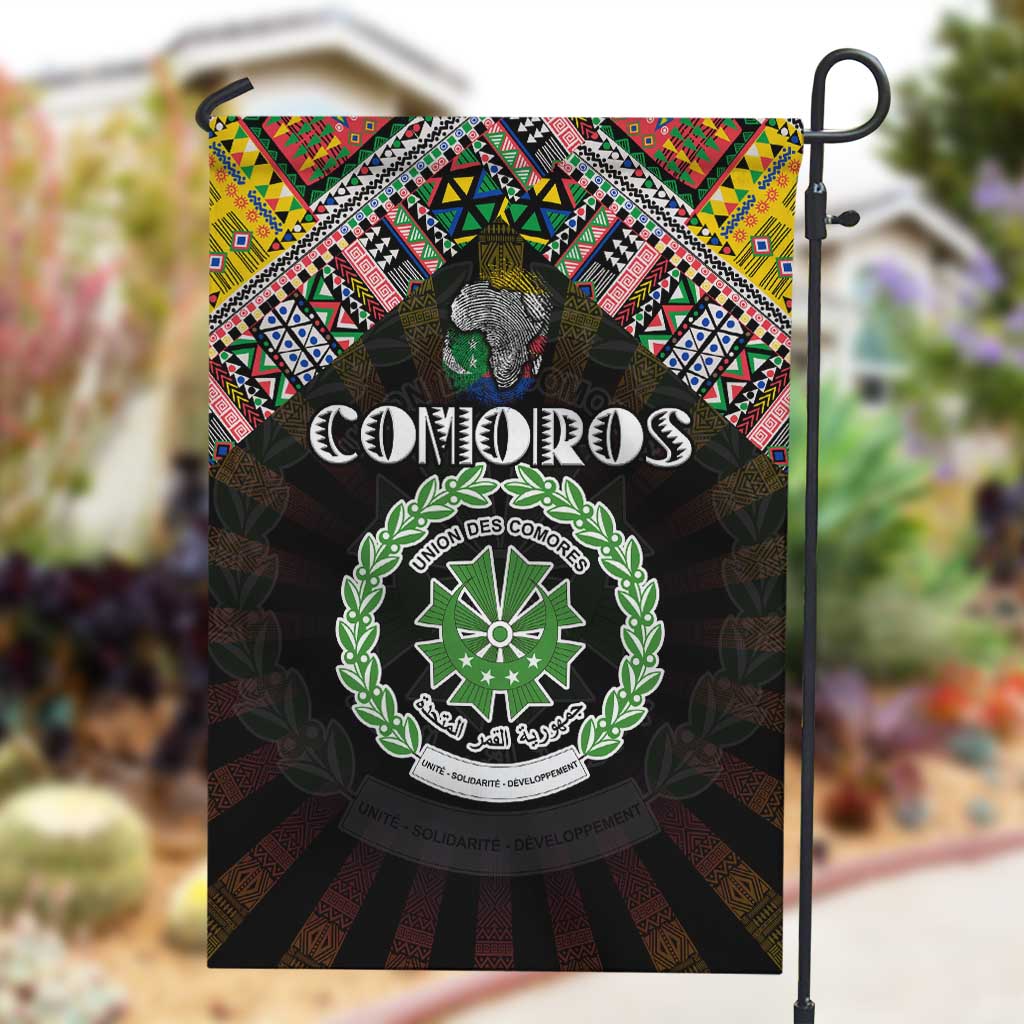 Comoros Roots Garden Flag African Pride in Fingerprint and Tribal Colors