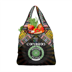 Comoros Roots Grocery Bag African Pride in Fingerprint and Tribal Colors