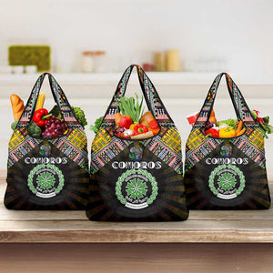 Comoros Roots Grocery Bag African Pride in Fingerprint and Tribal Colors