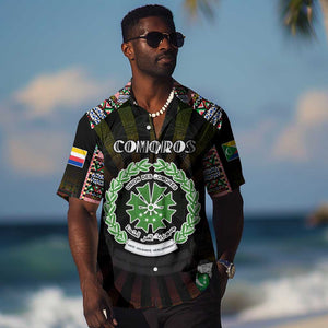 Personalized Comoros Roots Hawaiian Shirt African Pride in Fingerprint and Tribal Colors
