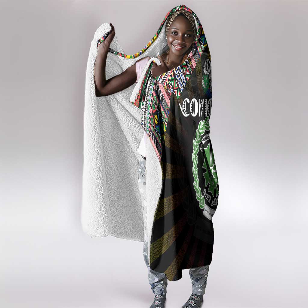 Comoros Roots Hooded Blanket African Pride in Fingerprint and Tribal Colors