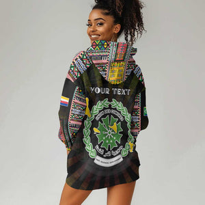 Personalized Comoros Roots Hoodie Dress African Pride in Fingerprint and Tribal Colors
