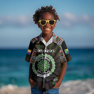Personalized Comoros Roots Kid Hawaiian Shirt African Pride in Fingerprint and Tribal Colors