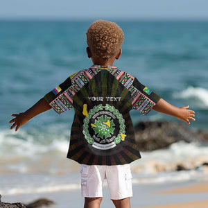 Personalized Comoros Roots Kid Hawaiian Shirt African Pride in Fingerprint and Tribal Colors
