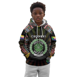 Personalized Comoros Roots Kid Hoodie African Pride in Fingerprint and Tribal Colors