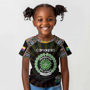 Personalized Comoros Roots Kid T shirt African Pride in Fingerprint and Tribal Colors