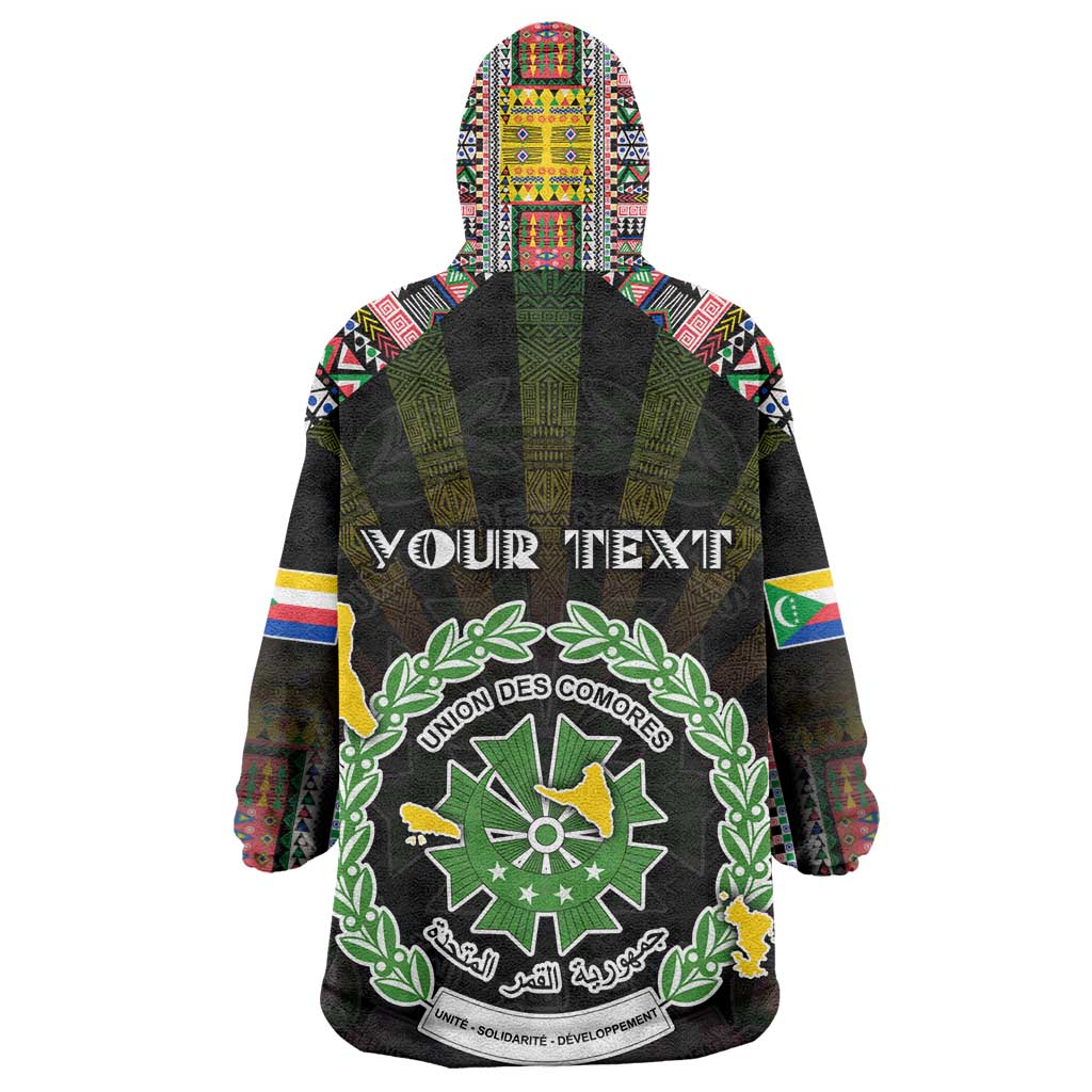 Personalized Comoros Roots Kid Wearable Blanket Hoodie African Pride in Fingerprint and Tribal Colors