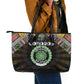 Comoros Roots Leather Tote Bag African Pride in Fingerprint and Tribal Colors