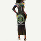Personalized Comoros Roots Long Sleeve Bodycon Dress African Pride in Fingerprint and Tribal Colors