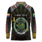 Personalized Comoros Roots Long Sleeve Polo Shirt African Pride in Fingerprint and Tribal Colors