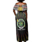 Personalized Comoros Roots Off Shoulder Maxi Dress African Pride in Fingerprint and Tribal Colors