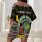Personalized Comoros Roots Off Shoulder Short Dress African Pride in Fingerprint and Tribal Colors