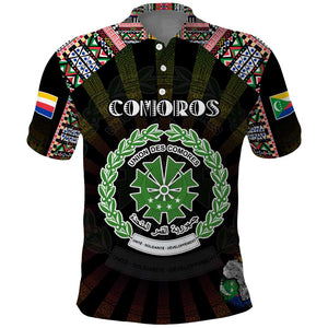 Personalized Comoros Roots Polo Shirt African Pride in Fingerprint and Tribal Colors
