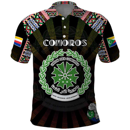 Personalized Comoros Roots Polo Shirt African Pride in Fingerprint and Tribal Colors