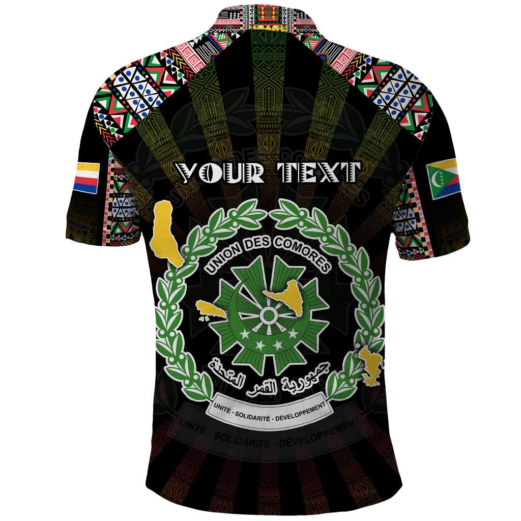 Personalized Comoros Roots Polo Shirt African Pride in Fingerprint and Tribal Colors