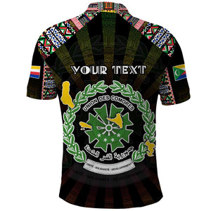 Personalized Comoros Roots Polo Shirt African Pride in Fingerprint and Tribal Colors