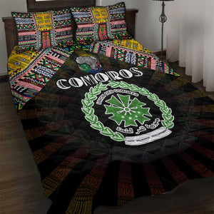 Comoros Roots Quilt Bed Set African Pride in Fingerprint and Tribal Colors
