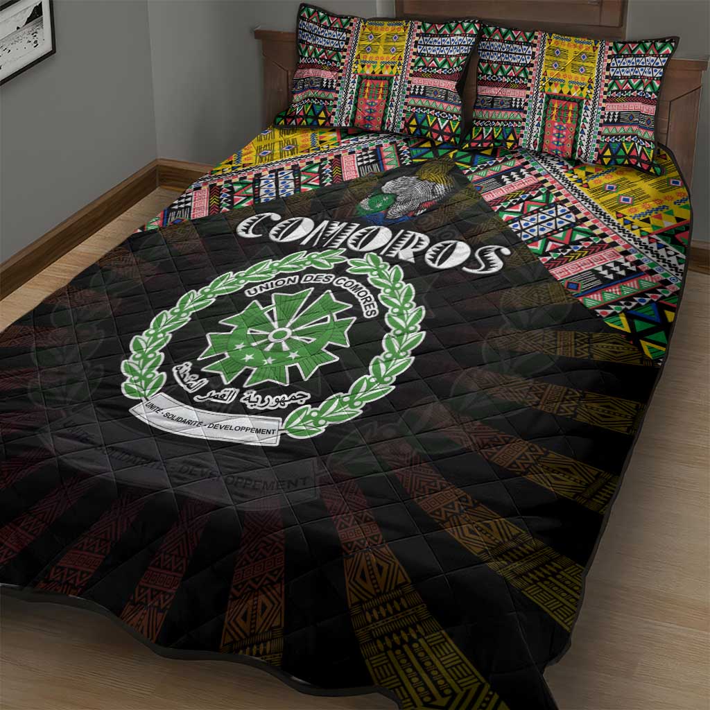 Comoros Roots Quilt Bed Set African Pride in Fingerprint and Tribal Colors