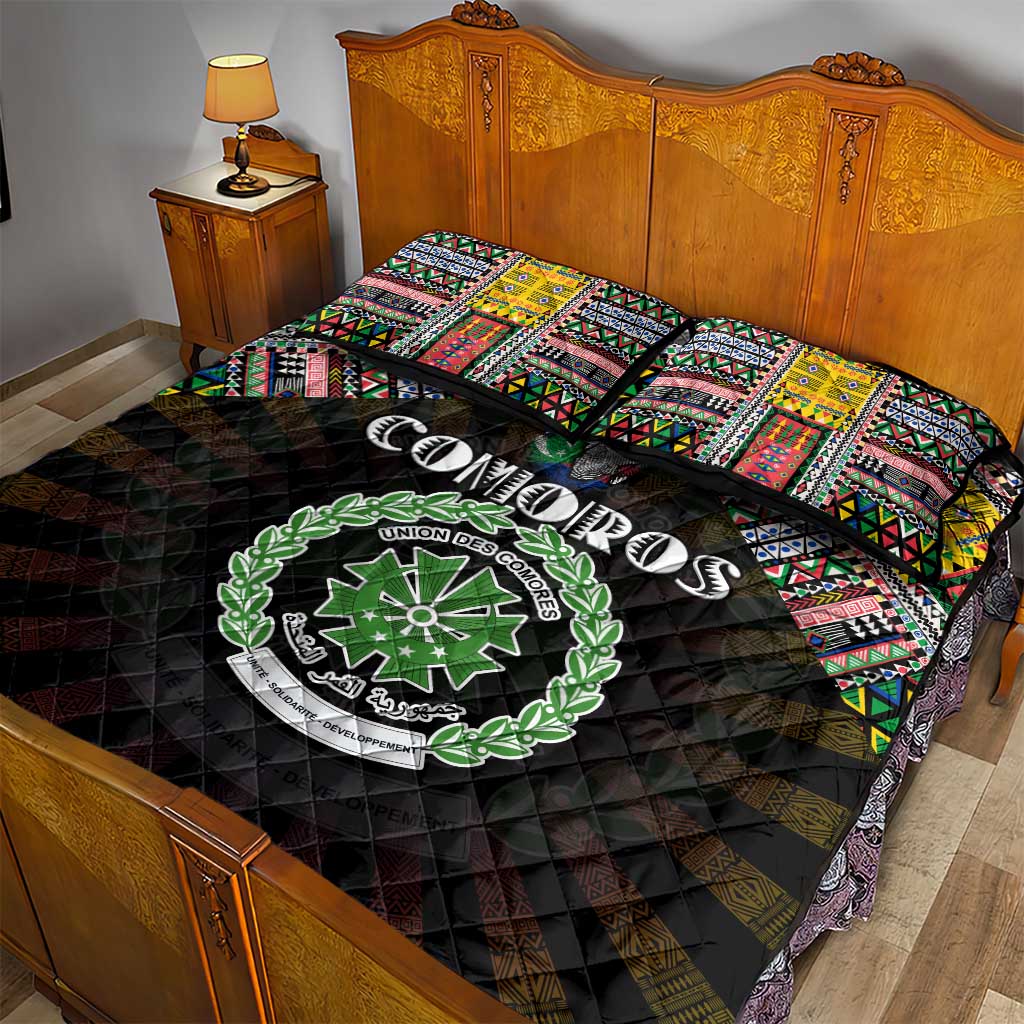 Comoros Roots Quilt Bed Set African Pride in Fingerprint and Tribal Colors