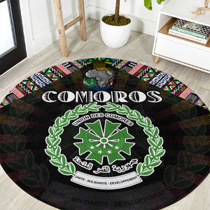 Comoros Roots Round Carpet African Pride in Fingerprint and Tribal Colors