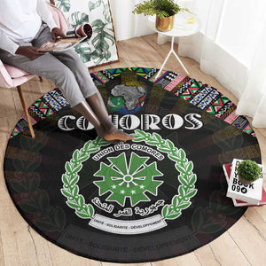 Comoros Roots Round Carpet African Pride in Fingerprint and Tribal Colors