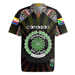Personalized Comoros Roots Rugby Jersey African Pride in Fingerprint and Tribal Colors