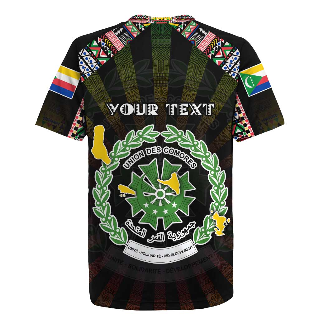 Personalized Comoros Roots Rugby Jersey African Pride in Fingerprint and Tribal Colors
