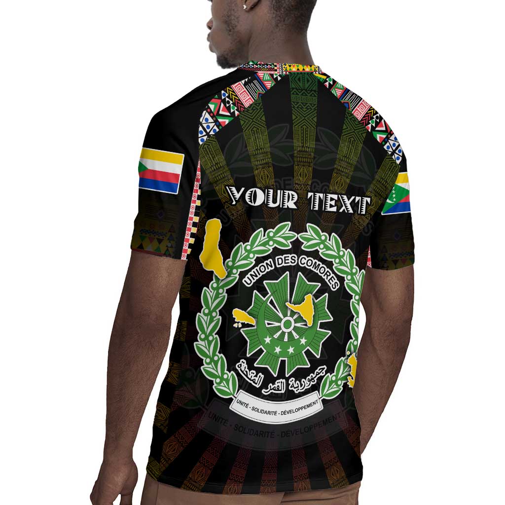 Personalized Comoros Roots Rugby Jersey African Pride in Fingerprint and Tribal Colors