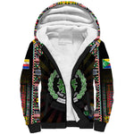 Personalized Comoros Roots Sherpa Hoodie African Pride in Fingerprint and Tribal Colors