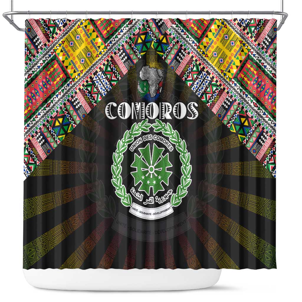 Comoros Roots Shower Curtain African Pride in Fingerprint and Tribal Colors