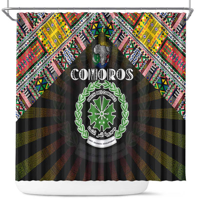 Comoros Roots Shower Curtain African Pride in Fingerprint and Tribal Colors