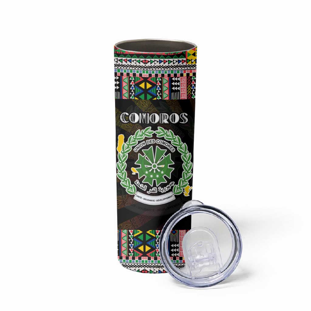Comoros Roots Skinny Tumbler African Pride in Fingerprint and Tribal Colors