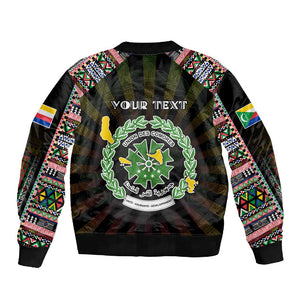 Personalized Comoros Roots Sleeve Zip Bomber Jacket African Pride in Fingerprint and Tribal Colors