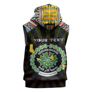 Personalized Comoros Roots Sleeveless Zip Hoodie African Pride in Fingerprint and Tribal Colors - African Pride