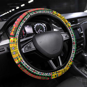 Comoros Roots Steering Wheel Cover African Pride in Fingerprint and Tribal Colors