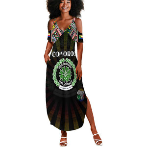 Personalized Comoros Roots Summer Maxi Dress African Pride in Fingerprint and Tribal Colors