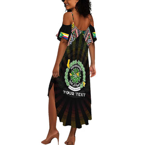 Personalized Comoros Roots Summer Maxi Dress African Pride in Fingerprint and Tribal Colors