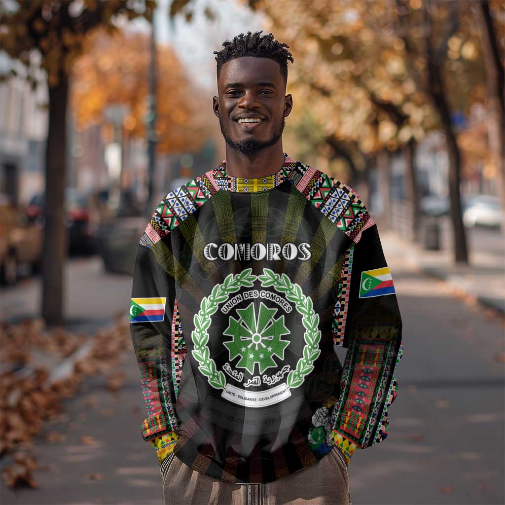 Personalized Comoros Roots Sweatshirt African Pride in Fingerprint and Tribal Colors