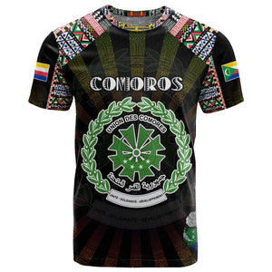 Personalized Comoros Roots T shirt African Pride in Fingerprint and Tribal Colors