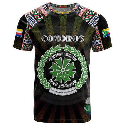Personalized Comoros Roots T shirt African Pride in Fingerprint and Tribal Colors