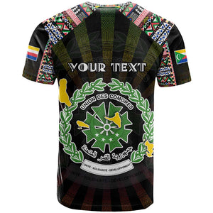 Personalized Comoros Roots T shirt African Pride in Fingerprint and Tribal Colors