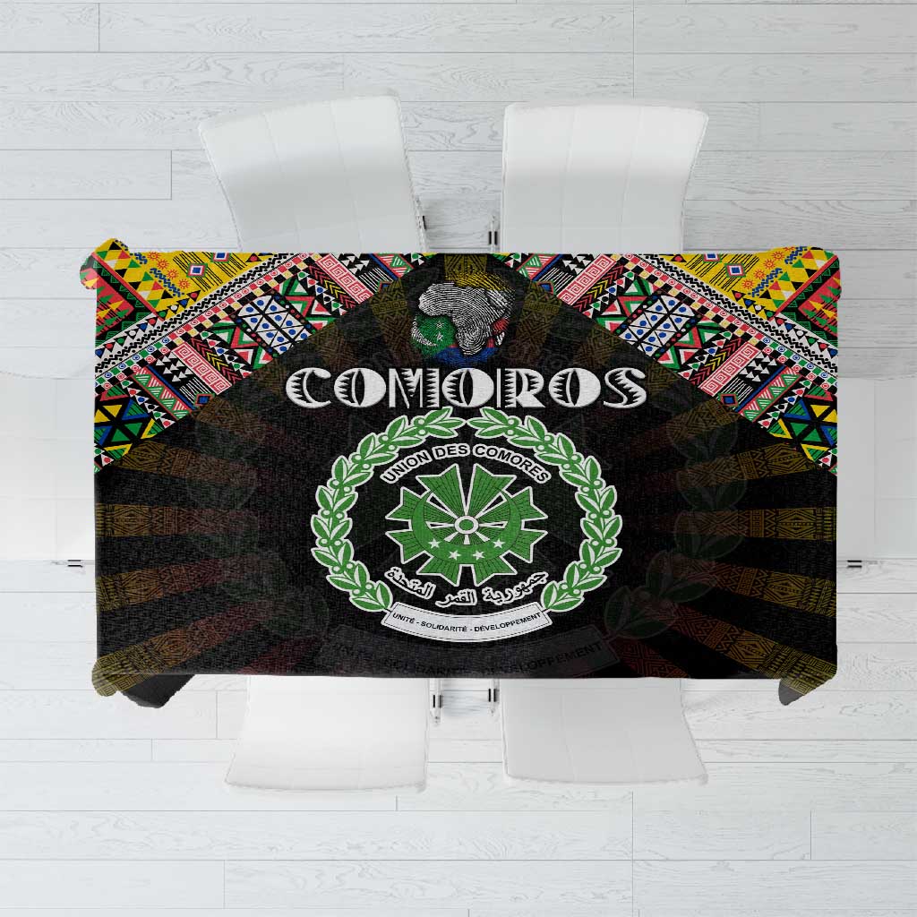 Comoros Roots Tablecloth African Pride in Fingerprint and Tribal Colors