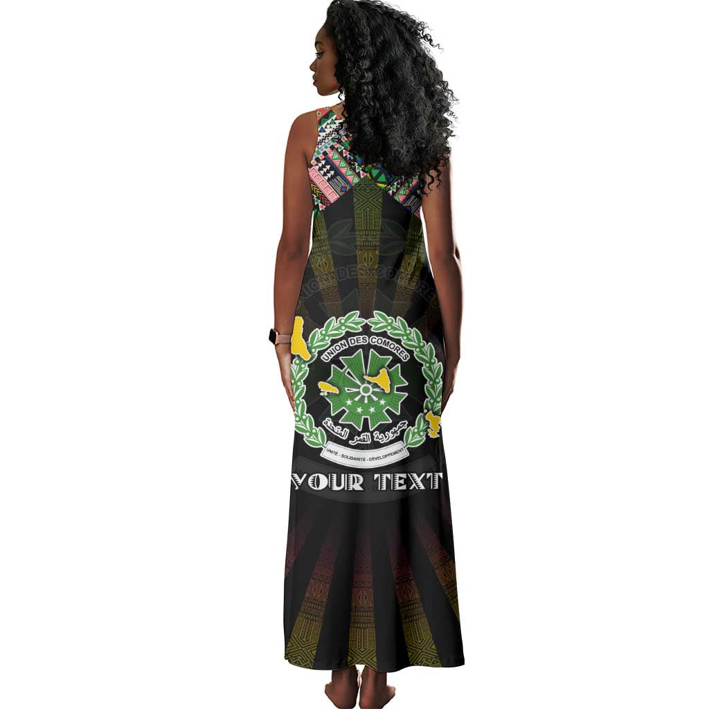 Personalized Comoros Roots Tank Maxi Dress African Pride in Fingerprint and Tribal Colors