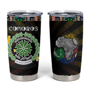 Comoros Roots Tumbler Cup African Pride in Fingerprint and Tribal Colors