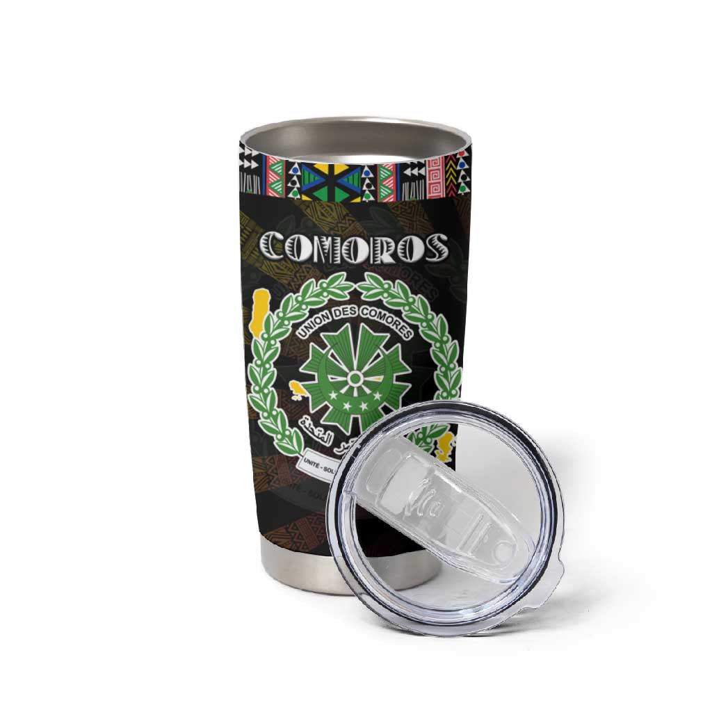 Comoros Roots Tumbler Cup African Pride in Fingerprint and Tribal Colors